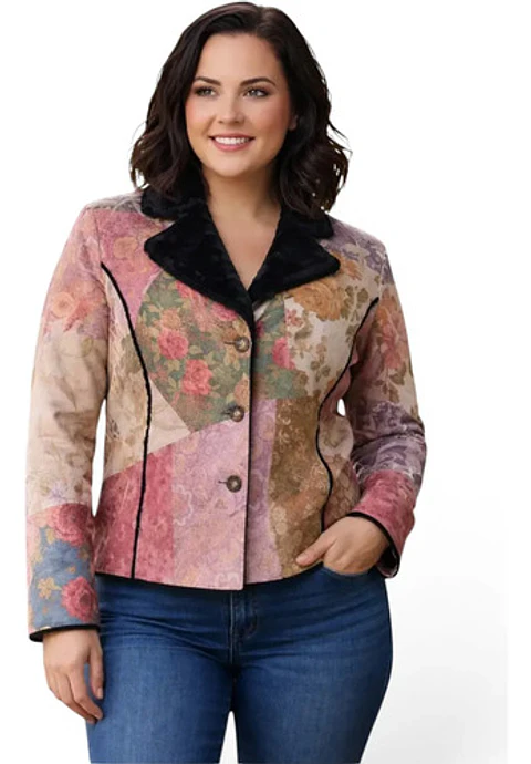 Abrigo Tipo Blazer de Gamuza Y Piel Sintética - Talla XL