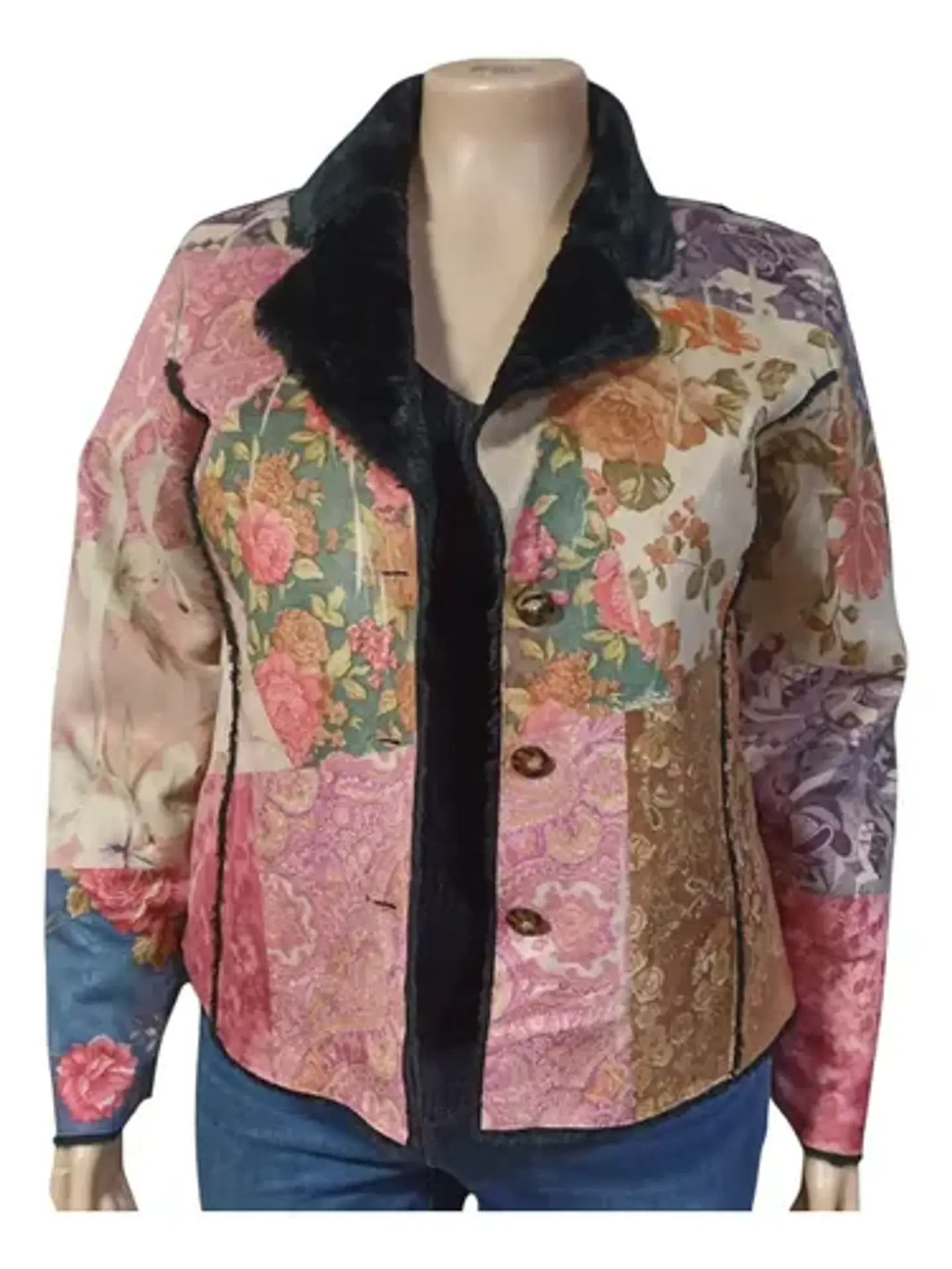 Abrigo Tipo Blazer de Gamuza Y Piel Sintética - Talla XL 4