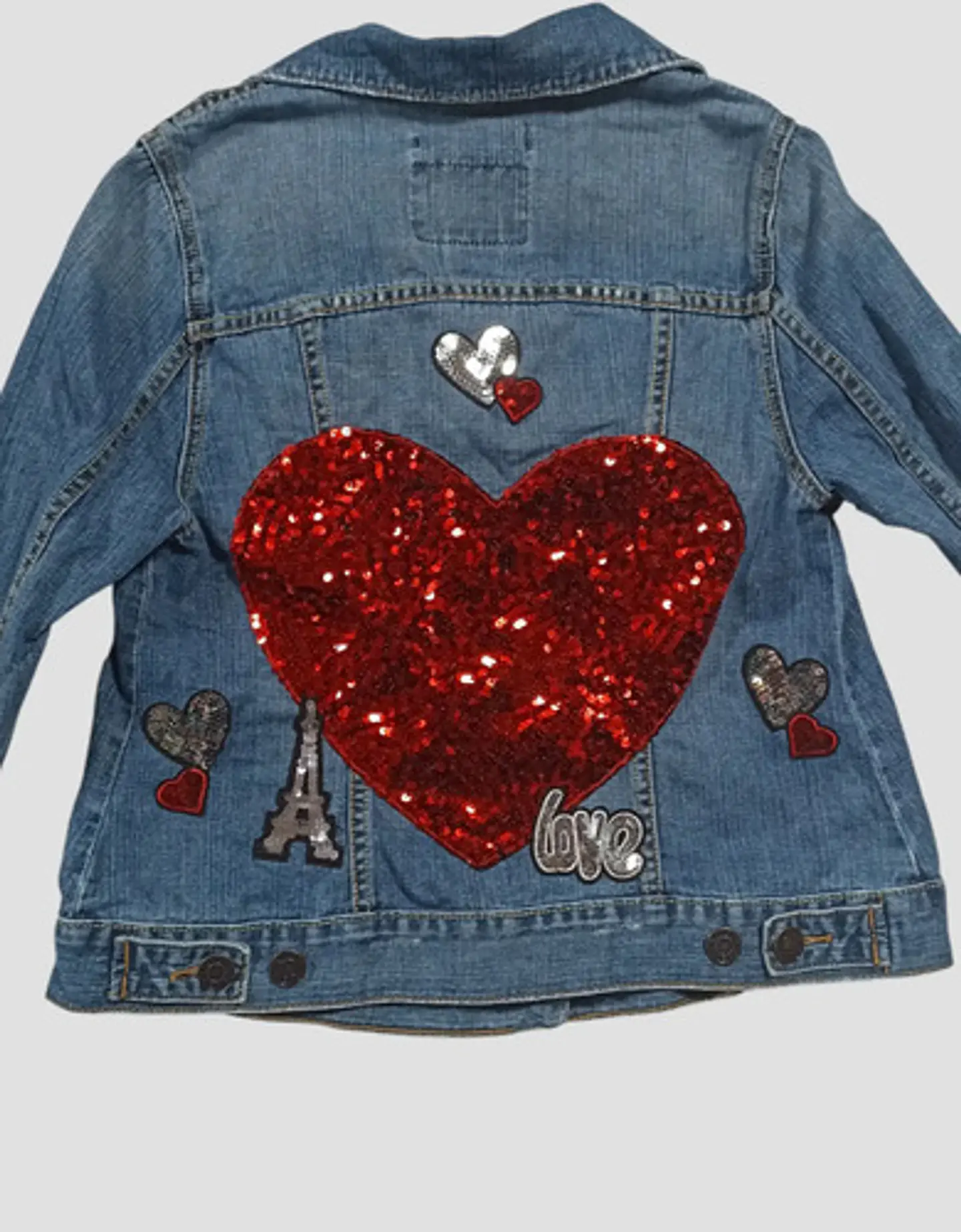 Chaqueta de Mezclilla con Parches de Lentejuelas - Talla S 6