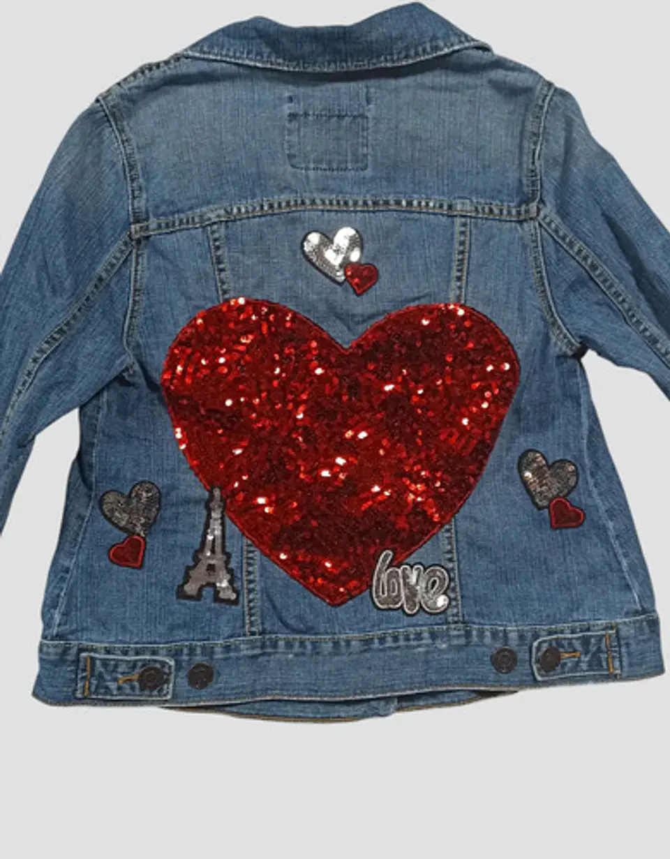 Chaqueta de Mezclilla con Parches de Lentejuelas - Talla S 6