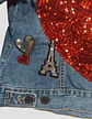 Chaqueta de Mezclilla con Parches de Lentejuelas - Talla S - Miniatura 7