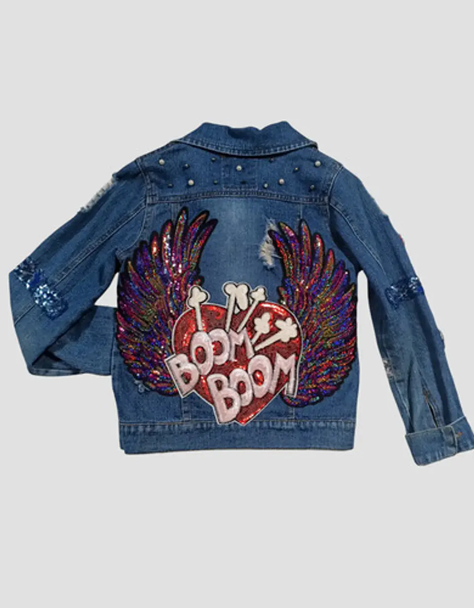 Chaqueta De Mezclilla Con Aplique De Lentejuelas Talla 4-5 3