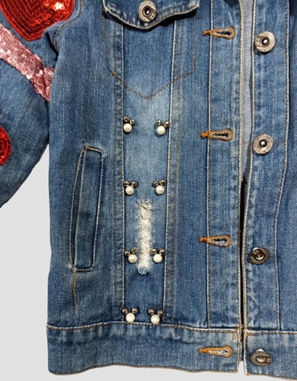 Chaqueta De Mezclilla Con Aplique De Lentejuelas Talla 4-5 6