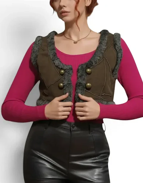 Chaqueta Sin Mangas Vintage Shearling Doca - Talla M
