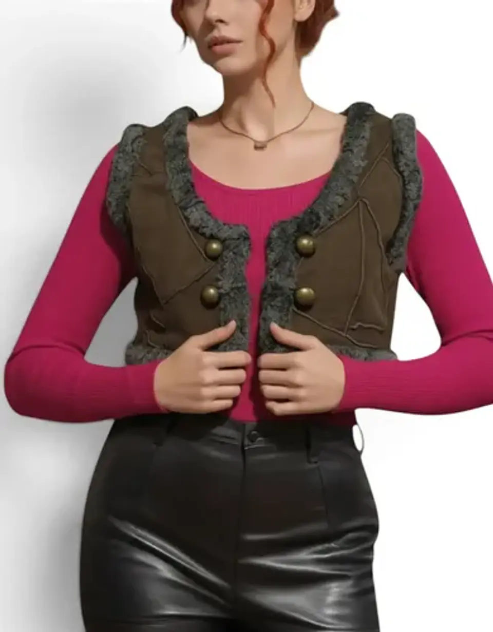 Chaqueta Sin Mangas Vintage Shearling Doca - Talla M 1