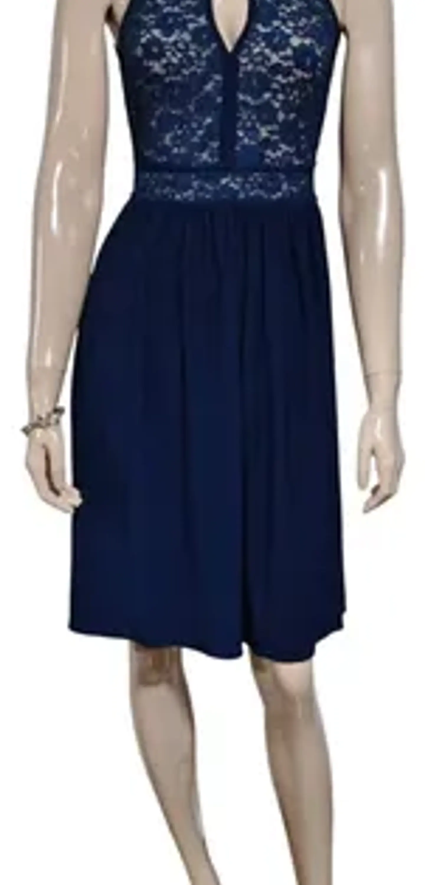 Vestido De Fiesta Azul Con Cuello Halter - Importado Talla S 2