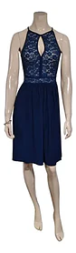 Vestido De Fiesta Azul Con Cuello Halter - Importado Talla S - Miniatura 2