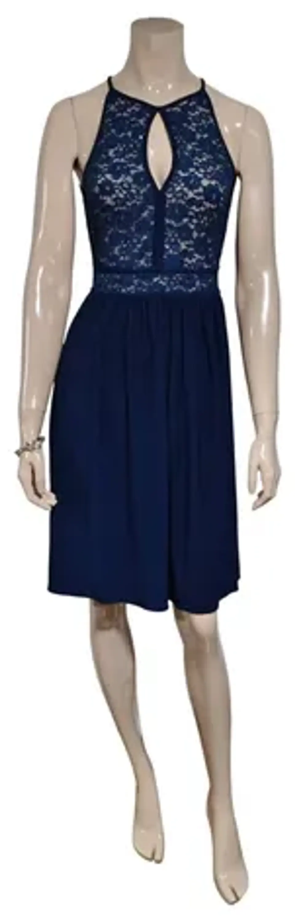 Vestido De Fiesta Azul Con Cuello Halter - Importado Talla S 2