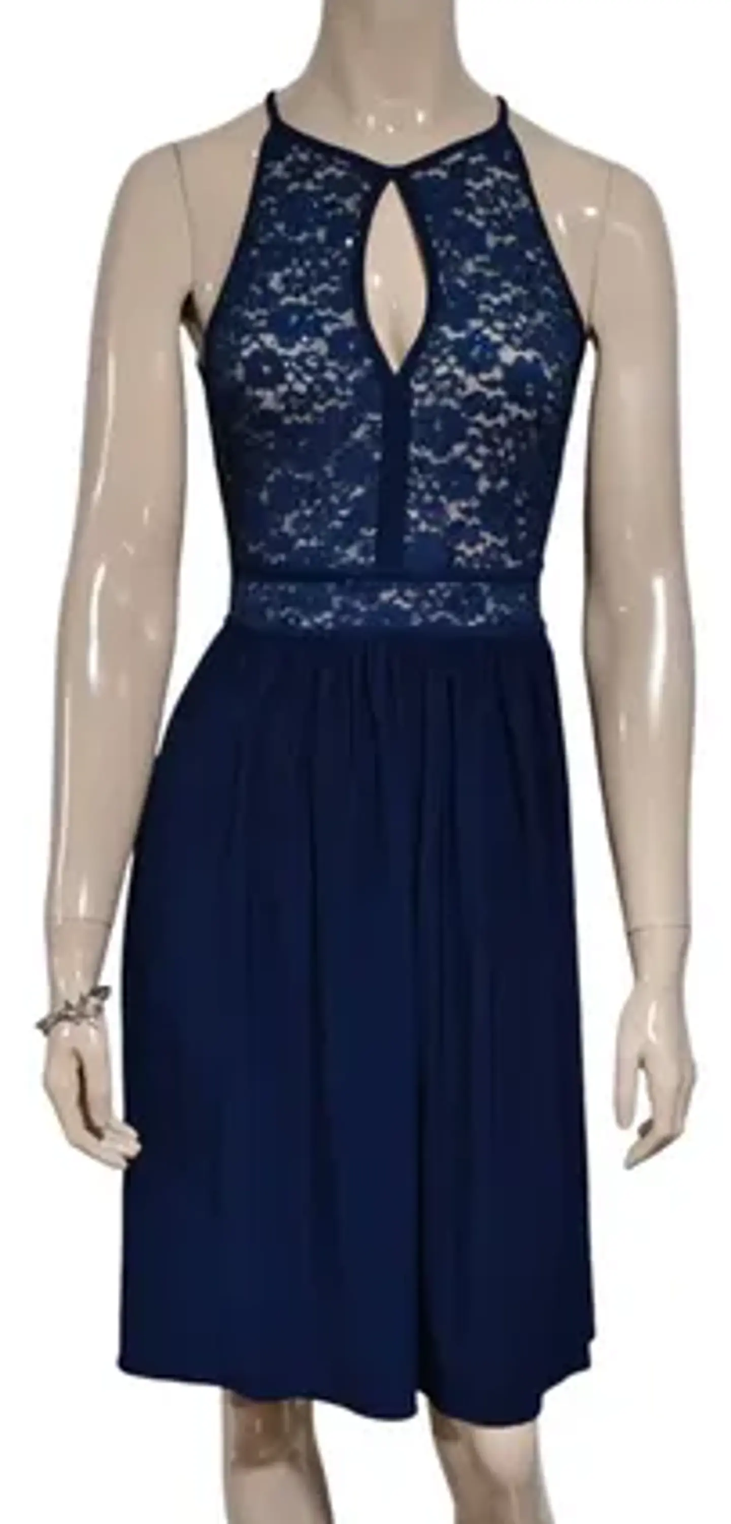 Vestido De Fiesta Azul Con Cuello Halter - Importado Talla S 3