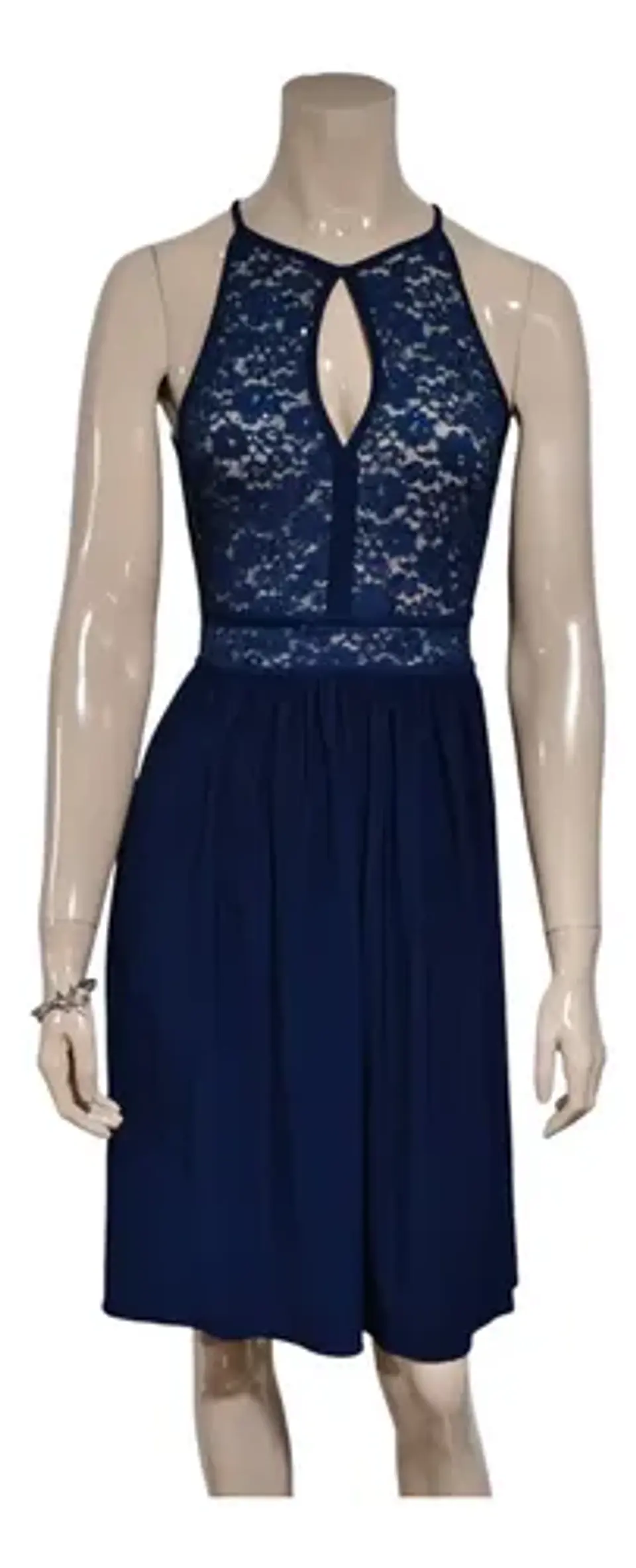 Vestido De Fiesta Azul Con Cuello Halter - Importado Talla S 3