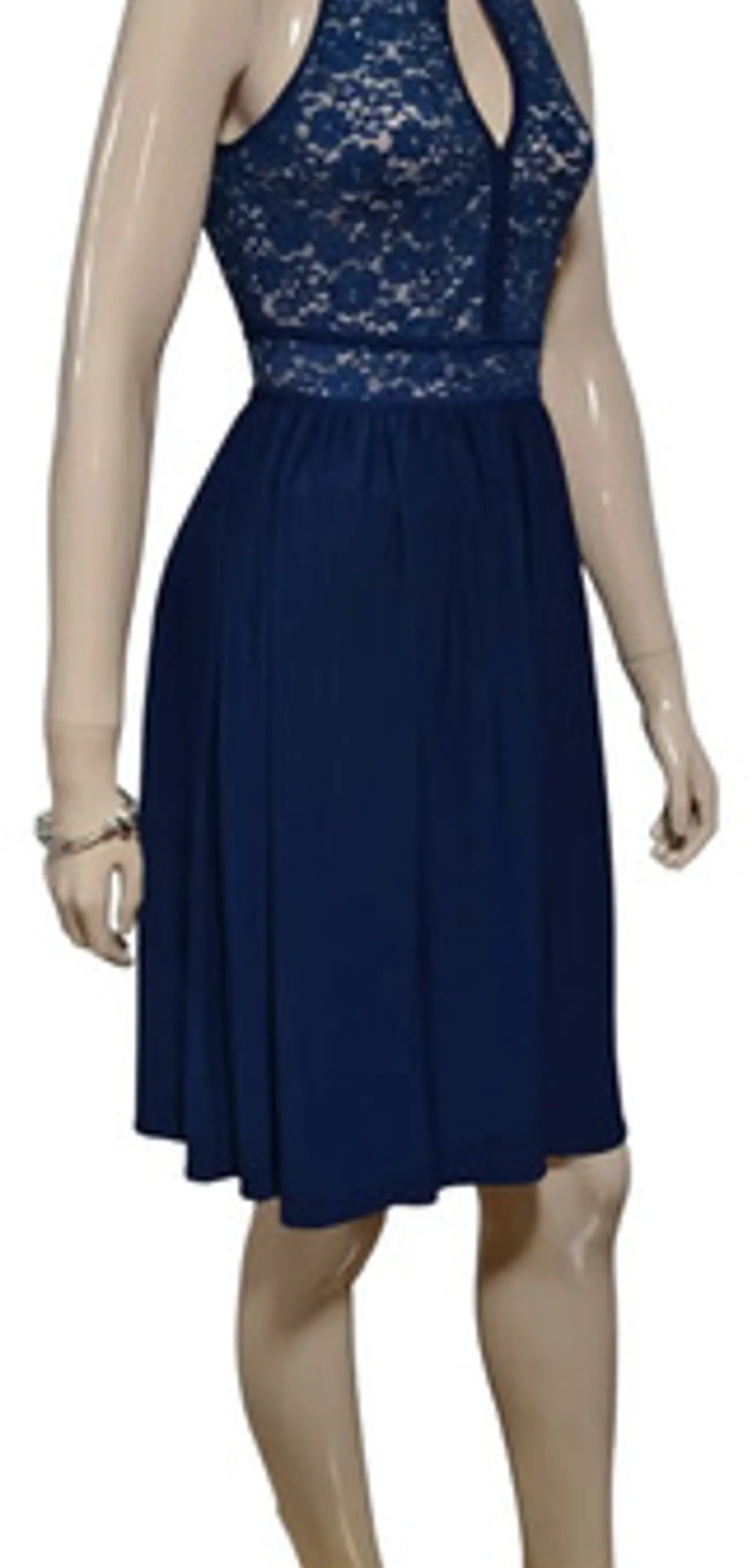 Vestido De Fiesta Azul Con Cuello Halter - Importado Talla S 4