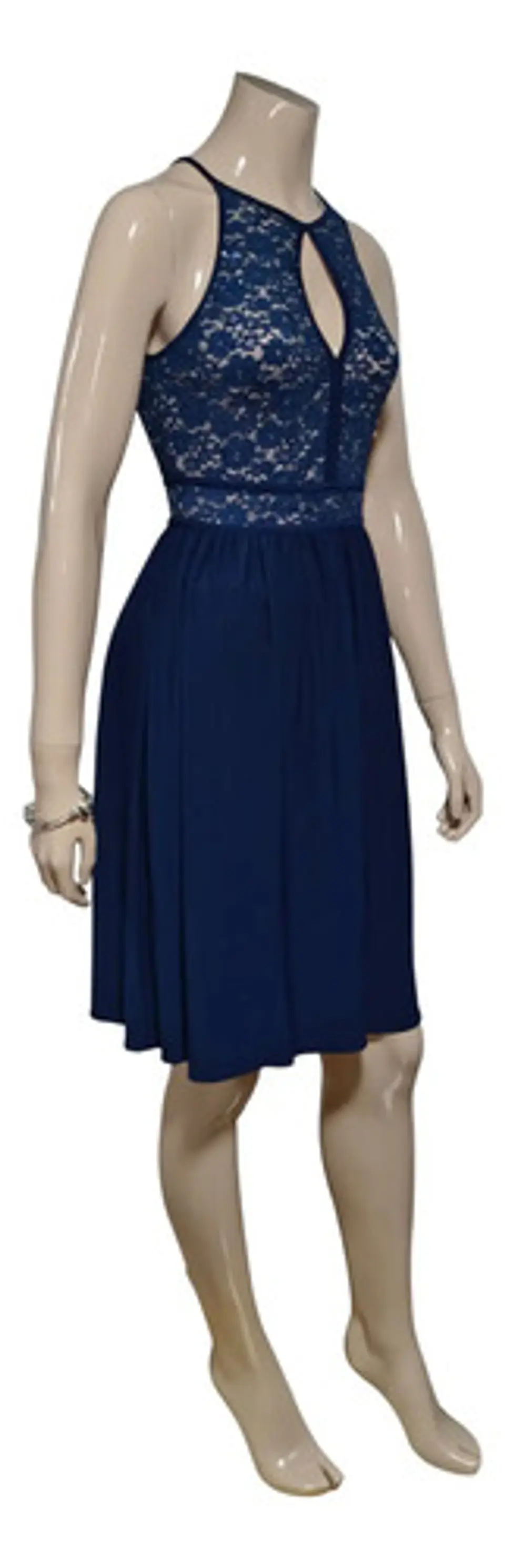 Vestido De Fiesta Azul Con Cuello Halter - Importado Talla S 4