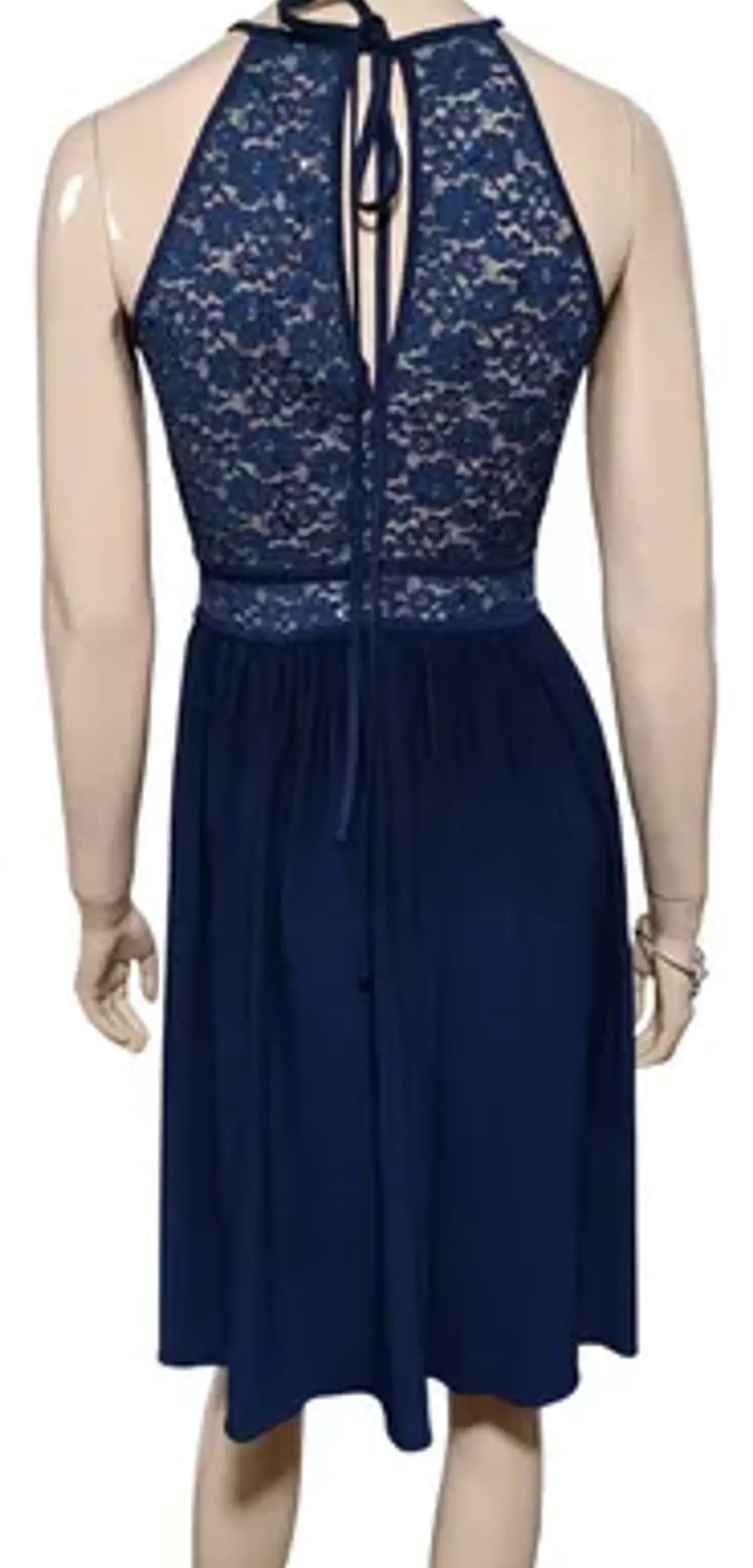 Vestido De Fiesta Azul Con Cuello Halter - Importado Talla S 6