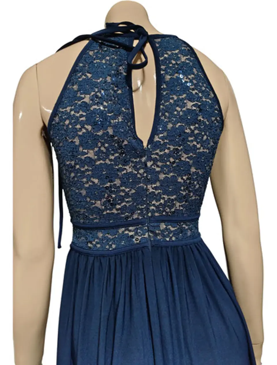 Vestido De Fiesta Azul Con Cuello Halter - Importado Talla S 7