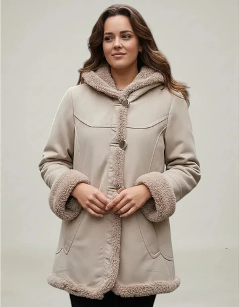 Gamulán Beige Con Capucha Jones New York - Talla L