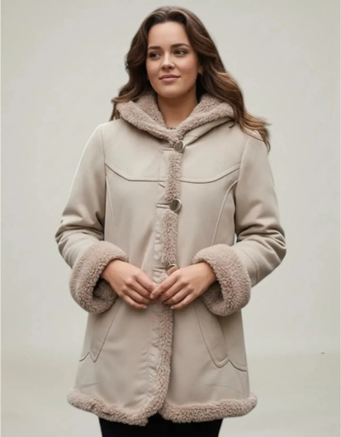 Gamulán Beige Con Capucha Jones New York - Talla L 1