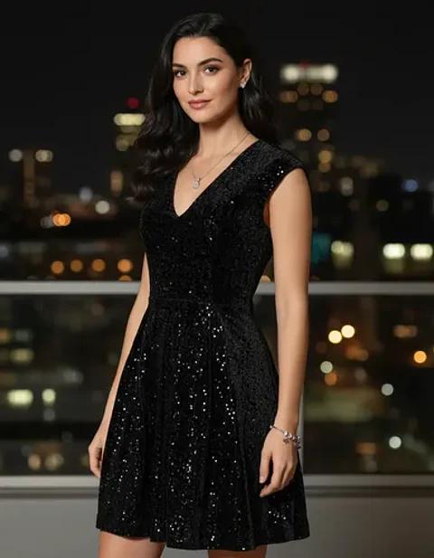 Vestido De Fiesta Terciopelo Y Lentejuelas Vero Moda Xs - S