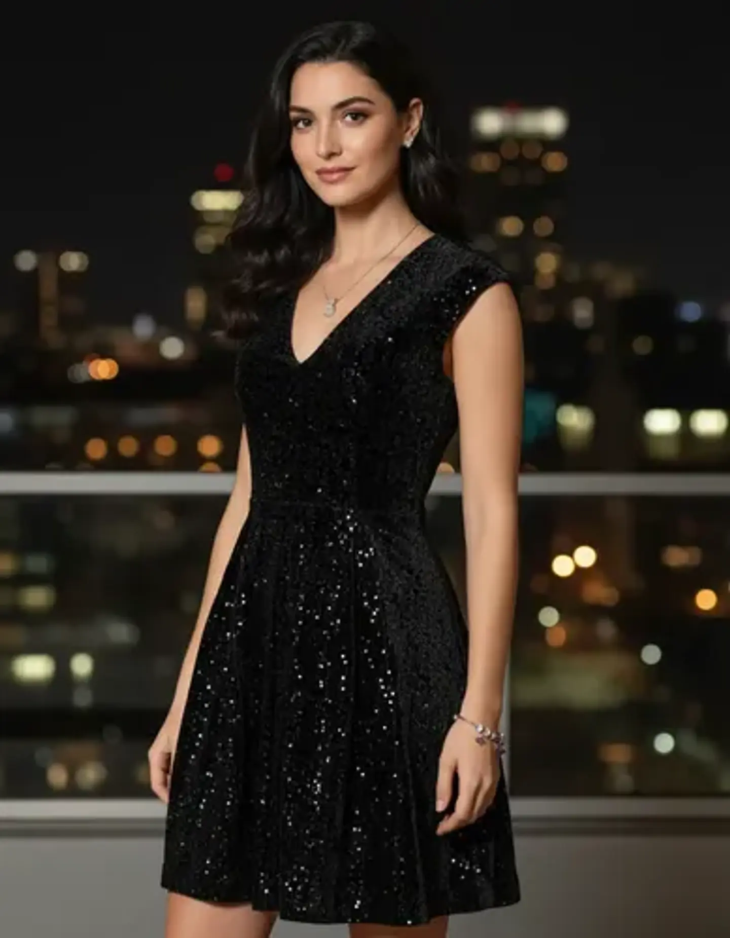 Vestido De Fiesta Terciopelo Y Lentejuelas Vero Moda Xs - S 1
