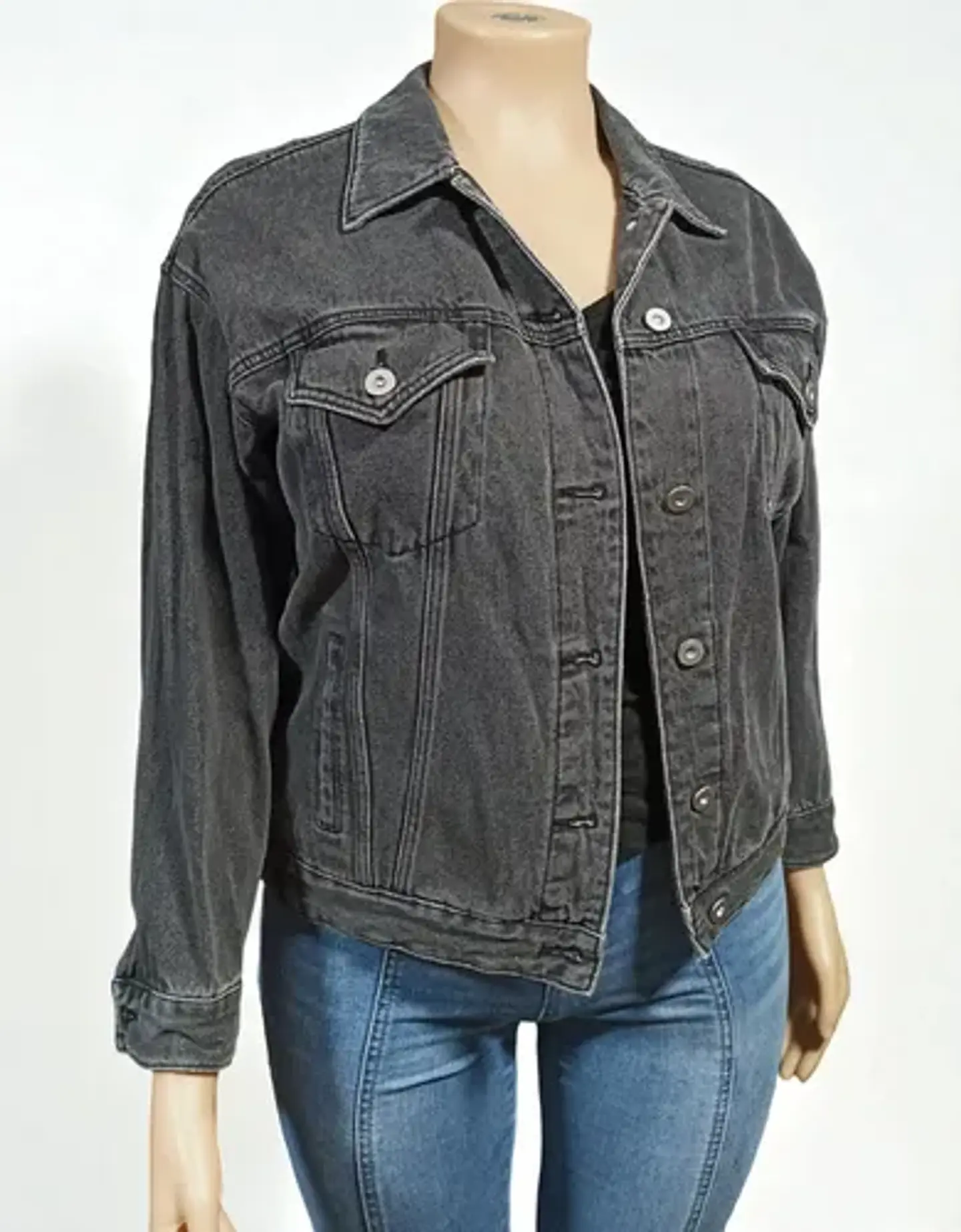 Chaqueta de Mezclilla Unisex Diseño Platillo Volador Lentejuelas - Talla XL 4