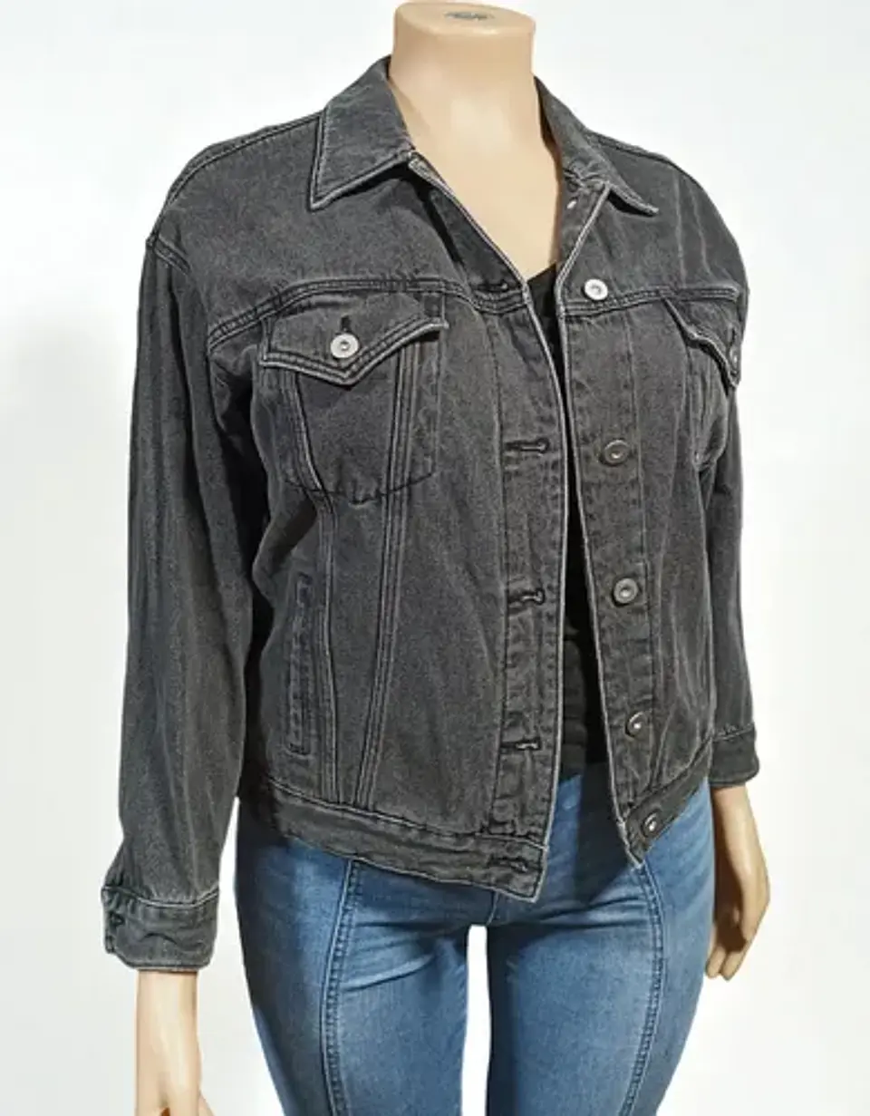Chaqueta de Mezclilla Unisex Diseño Platillo Volador Lentejuelas - Talla XL 4