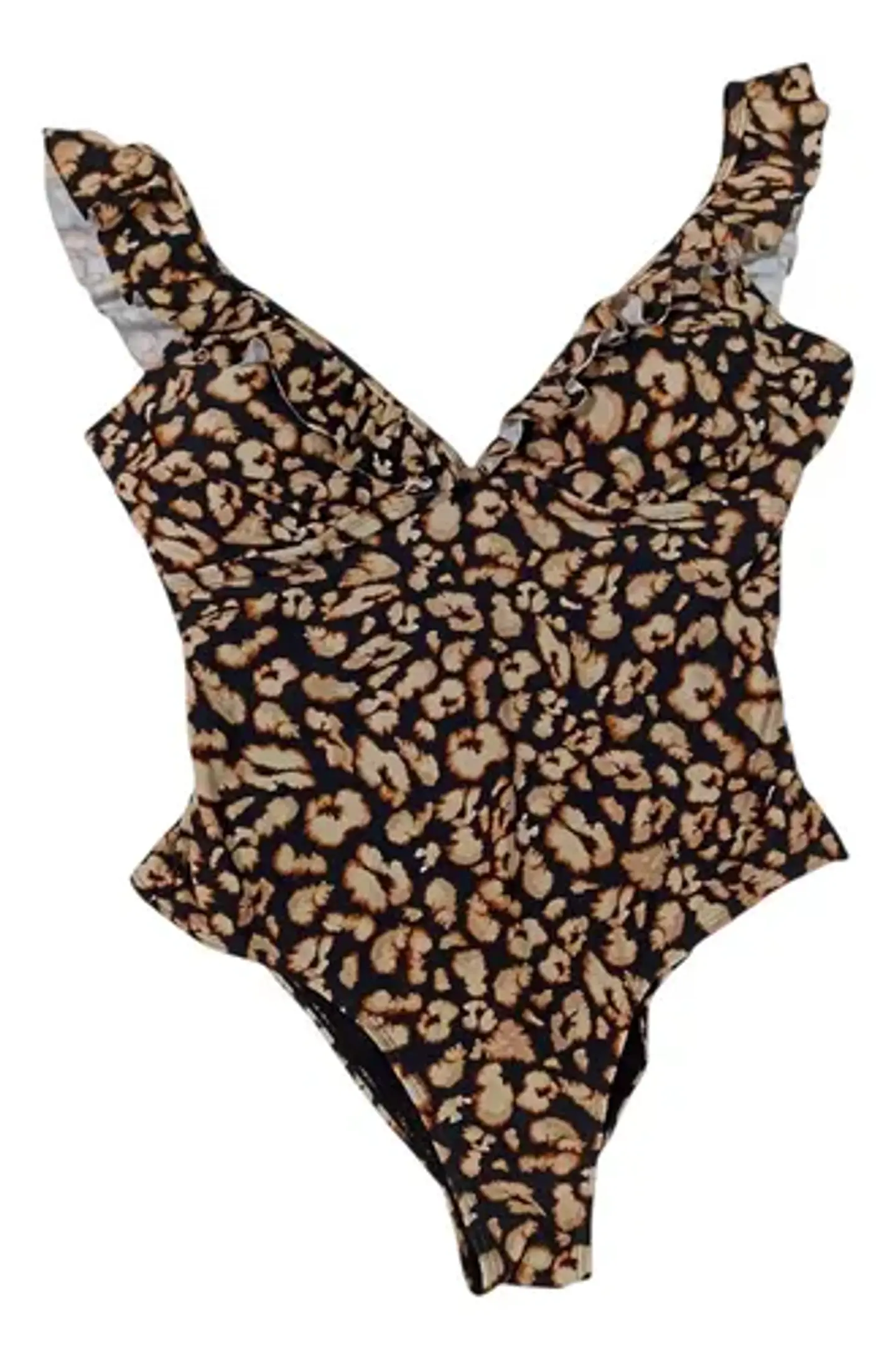 Traje De Baño Entero Animal Print Escote V Volados Talla M 2