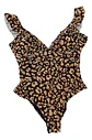 Traje De Baño Entero Animal Print Escote V Volados Talla M - Miniatura 2