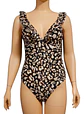 Traje De Baño Entero Animal Print Escote V Volados Talla M - Miniatura 3