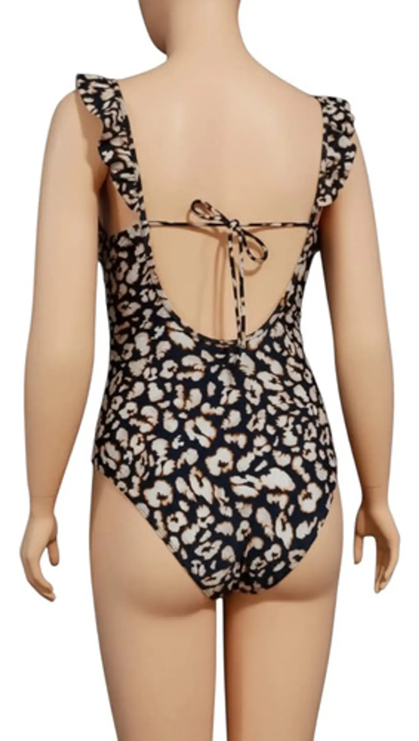Traje De Baño Entero Animal Print Escote V Volados Talla M 4