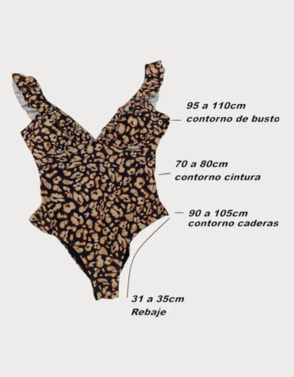 Traje De Baño Entero Animal Print Escote V Volados Talla M 6