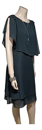 Vestido De Fiesta Negro De Gasa Con Capa Superior - Talla S - Miniatura 4