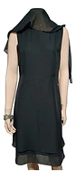 Vestido De Fiesta Negro De Gasa Con Capa Superior - Talla S - Miniatura 5