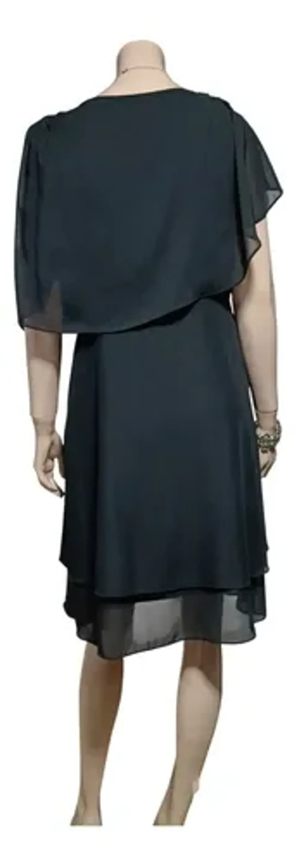 Vestido De Fiesta Negro De Gasa Con Capa Superior - Talla S 6