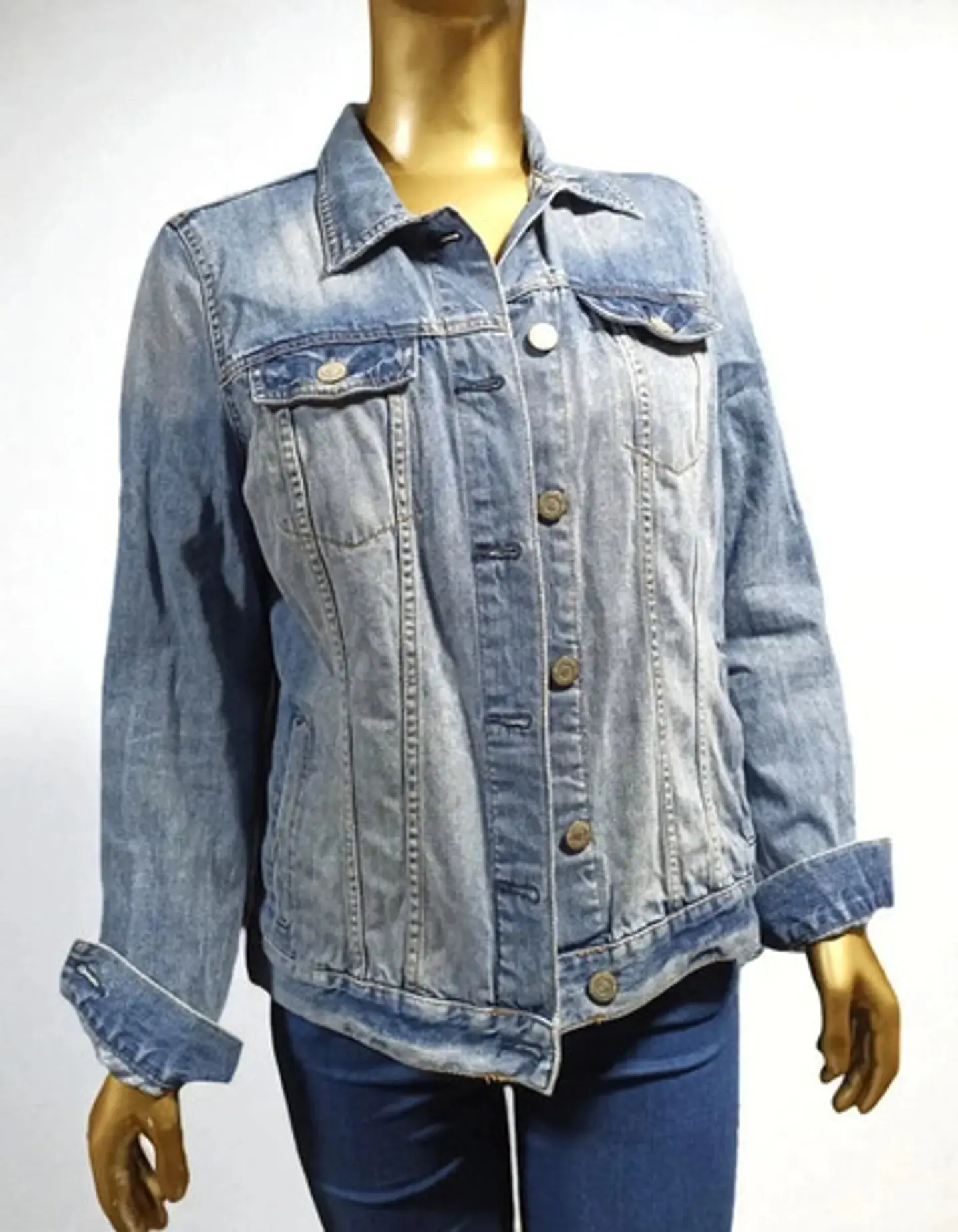 Chaqueta de Mezclilla Con Ojo Turco de Lentejuelas Unisex - Talla L 6