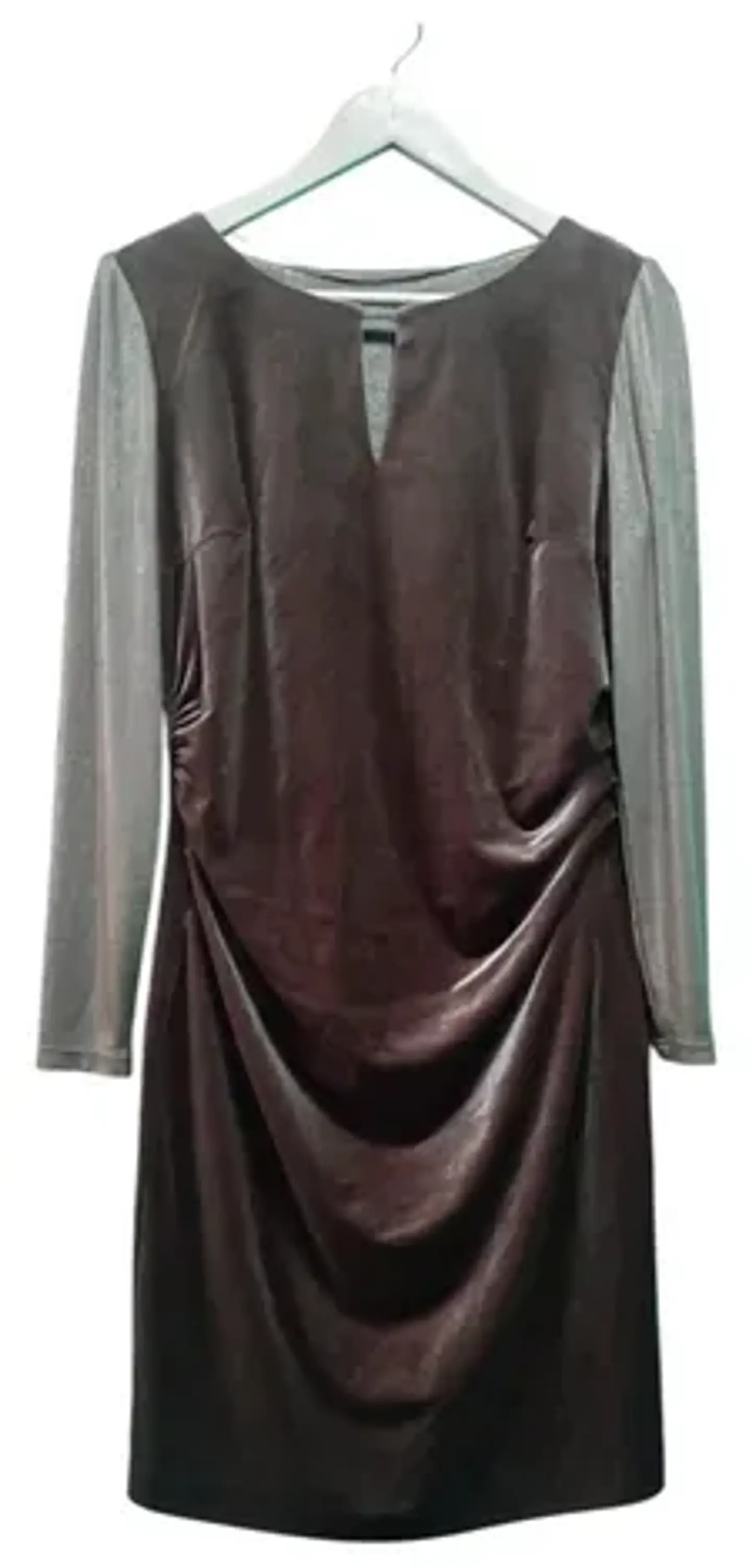 Vestido Formal - Fiesta De Terciopelo Plateado Manga Larga 6