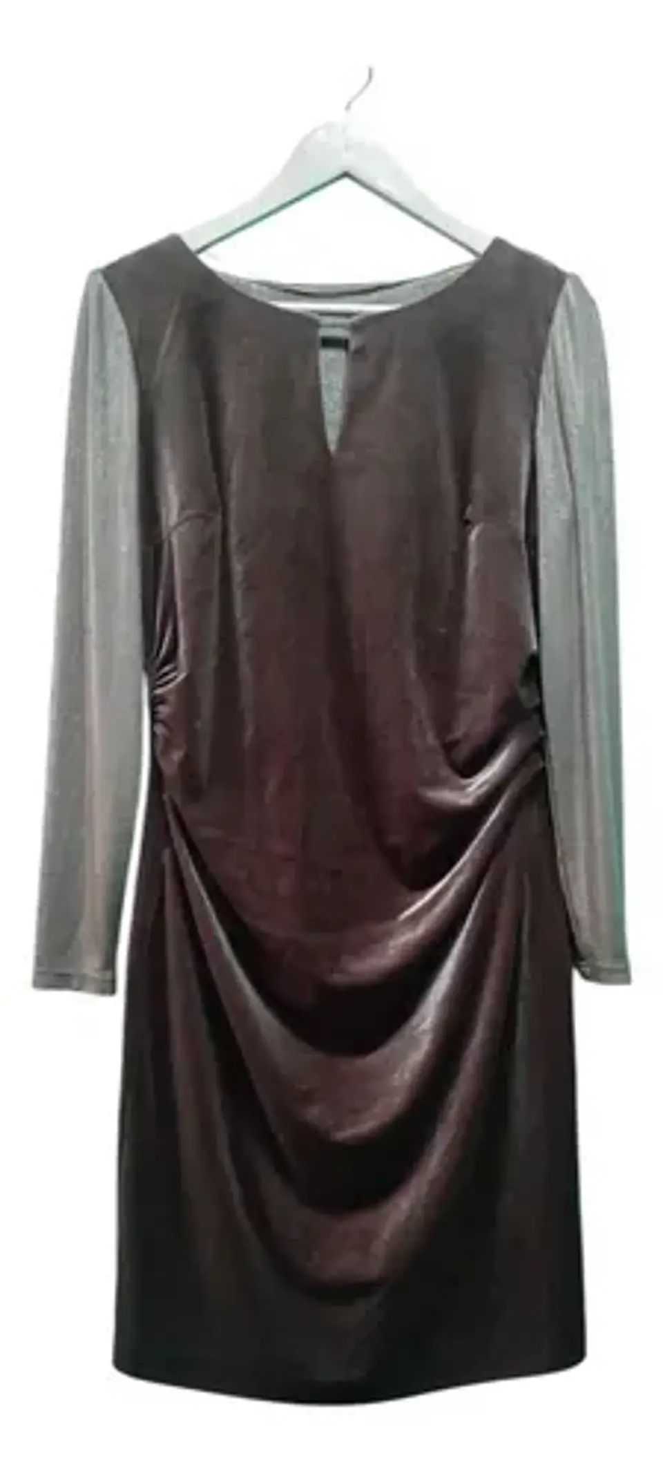 Vestido Formal - Fiesta De Terciopelo Plateado Manga Larga 6