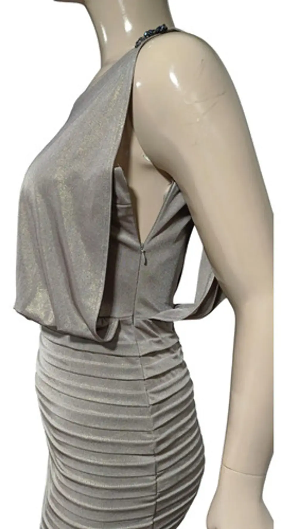 Vestido De Fiesta Estilo Blusón Drapeado Xscape Talla S / M 5