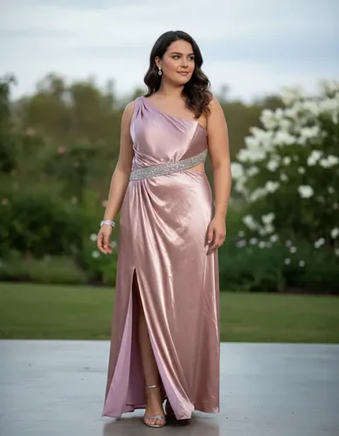 Vestido Fiesta Un Hombro Espalda Descubierta Tallas Grandes