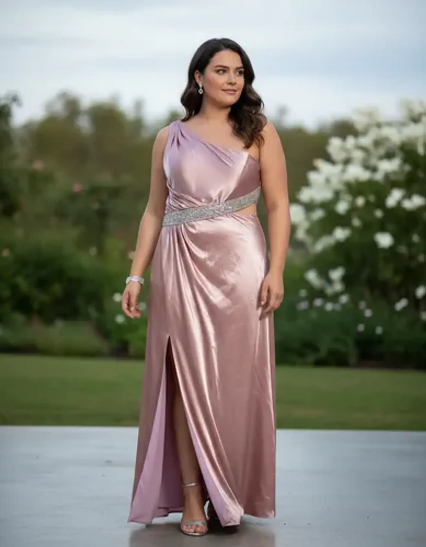 Vestido Fiesta Un Hombro Espalda Descubierta Tallas Grandes 1