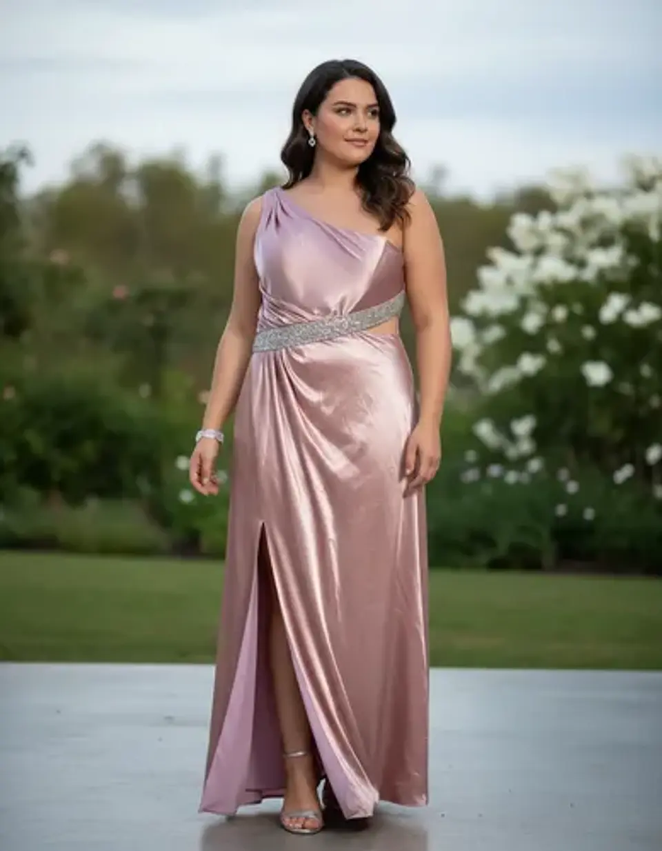 Vestido Fiesta Un Hombro Espalda Descubierta Tallas Grandes 1