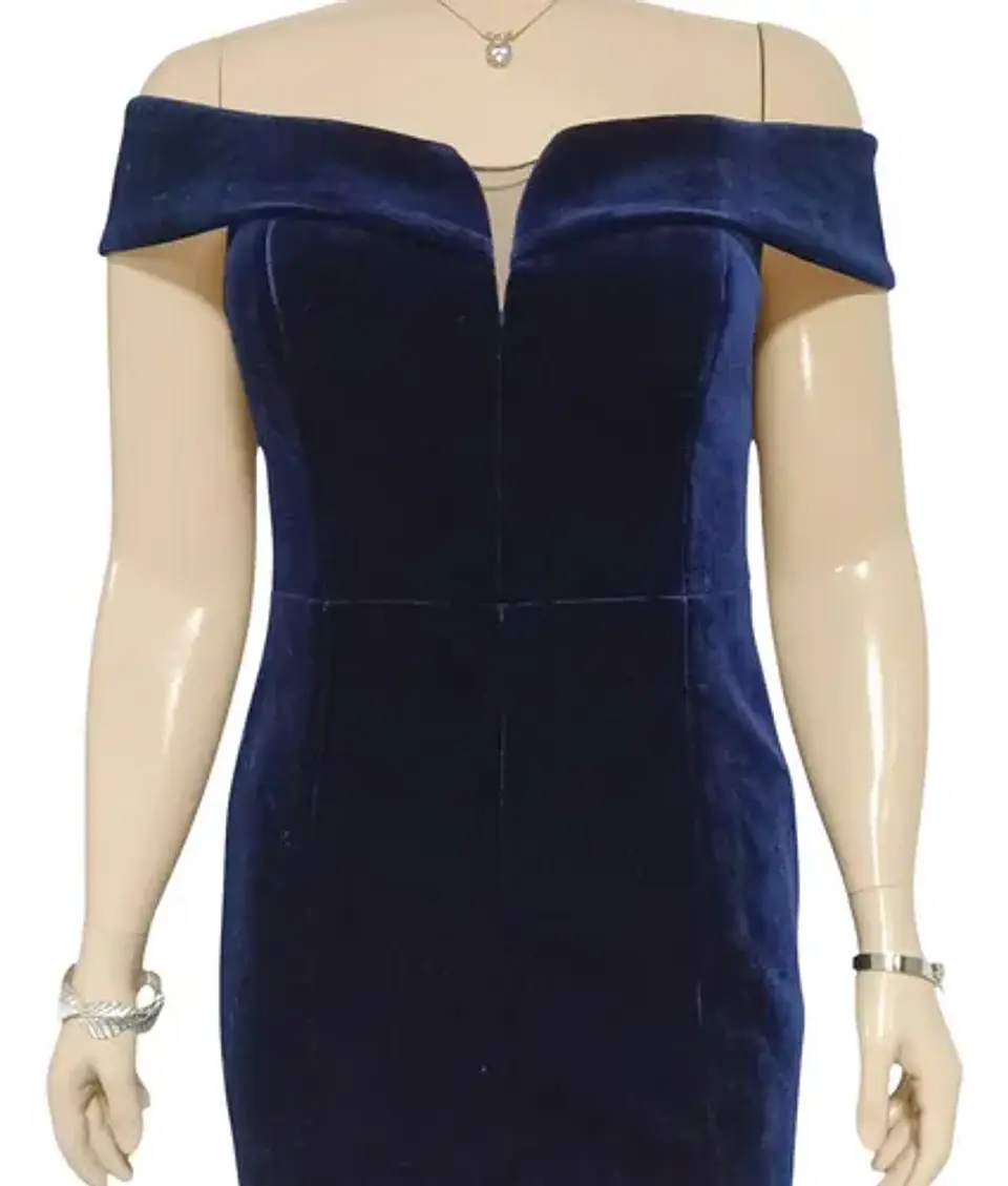 Vestido Formal - Fiesta De Terciopelo Azul Vince Camuto 3