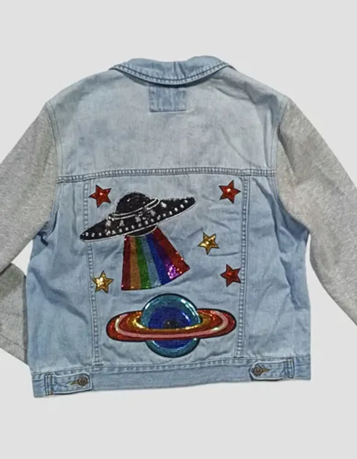 Chaqueta de Mezclilla Unisex Personalizada con Lentejuelas - Talla L 7