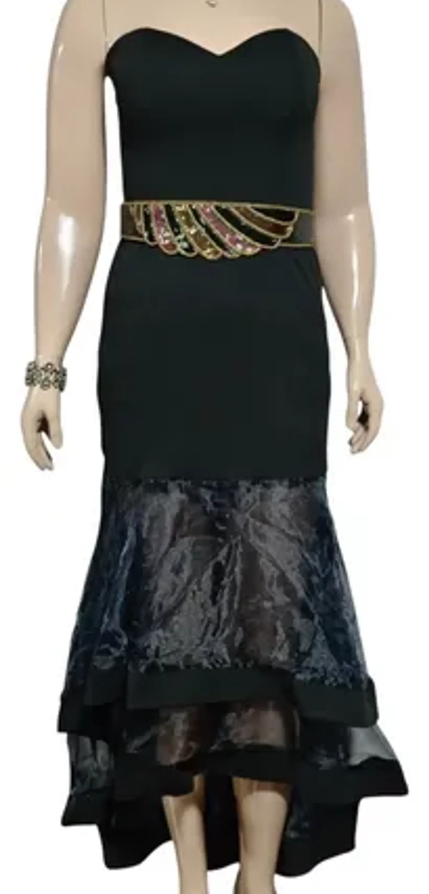 Vestido Strapless De Fiesta - Gala Con Falda Sirena De Tul 2