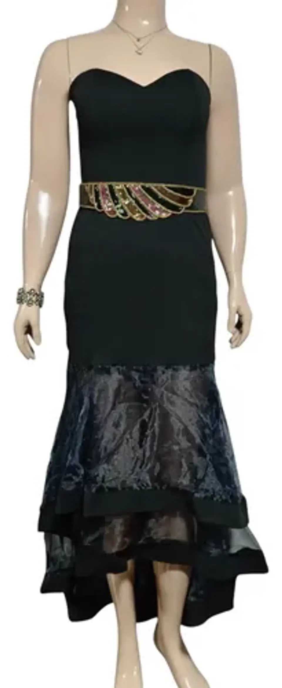 Vestido Strapless De Fiesta - Gala Con Falda Sirena De Tul 2