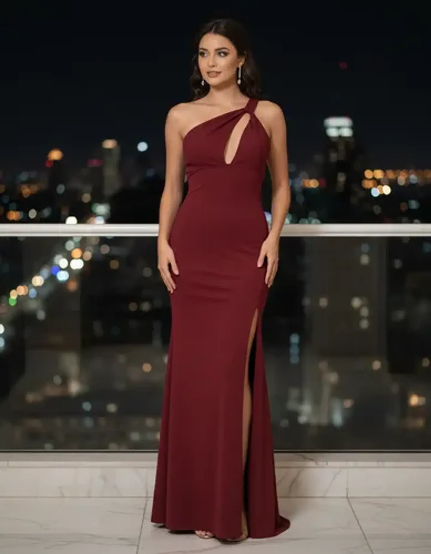Vestido De Fiesta - Noche De Un Hombro Con Abertura Talla Xl 1