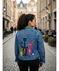 Chaqueta Vintage de Mezclilla Con Aplicaciones Bordadas De Gatos - Miniatura 1