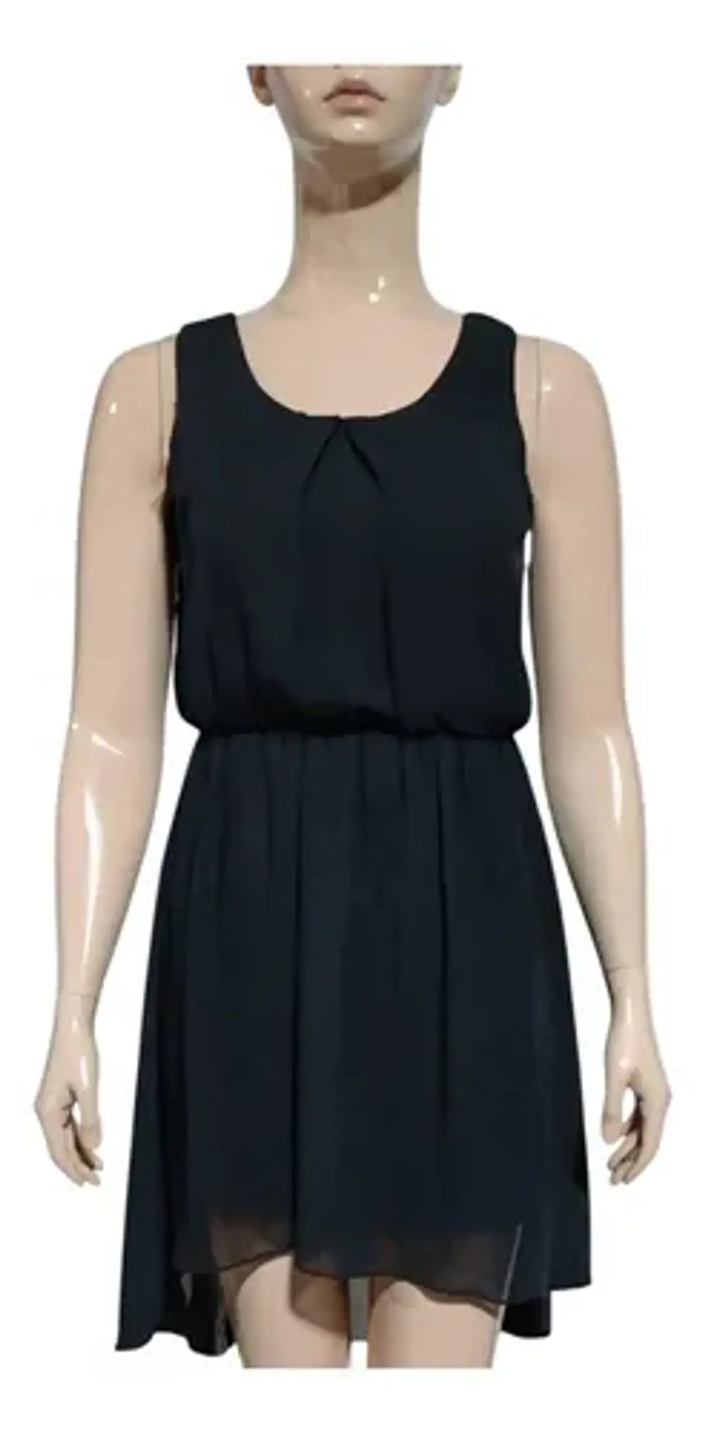 Vestido Negro Formal De Gasa Chiffon Asimétrico - Talla M 2