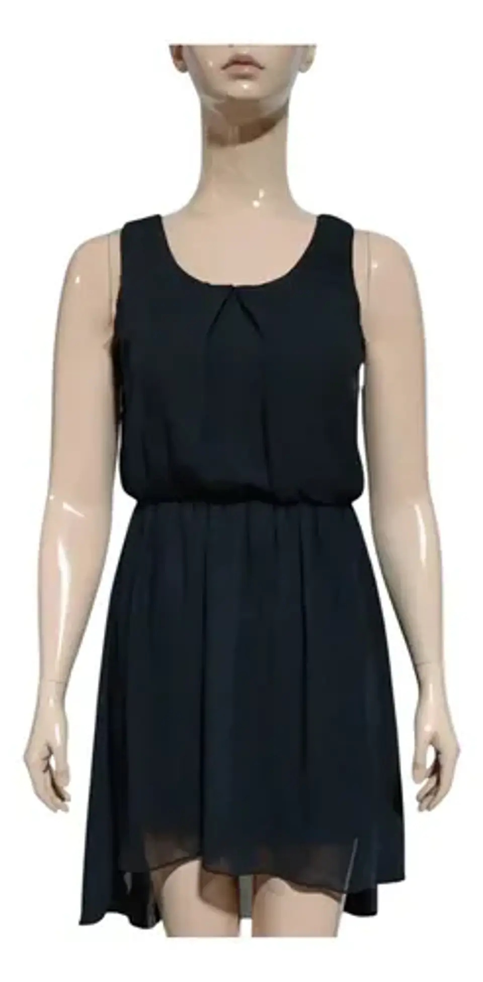 Vestido Negro Formal De Gasa Chiffon Asimétrico - Talla M 2