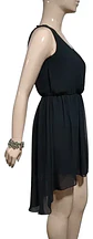 Vestido Negro Formal De Gasa Chiffon Asimétrico - Talla M - Miniatura 3