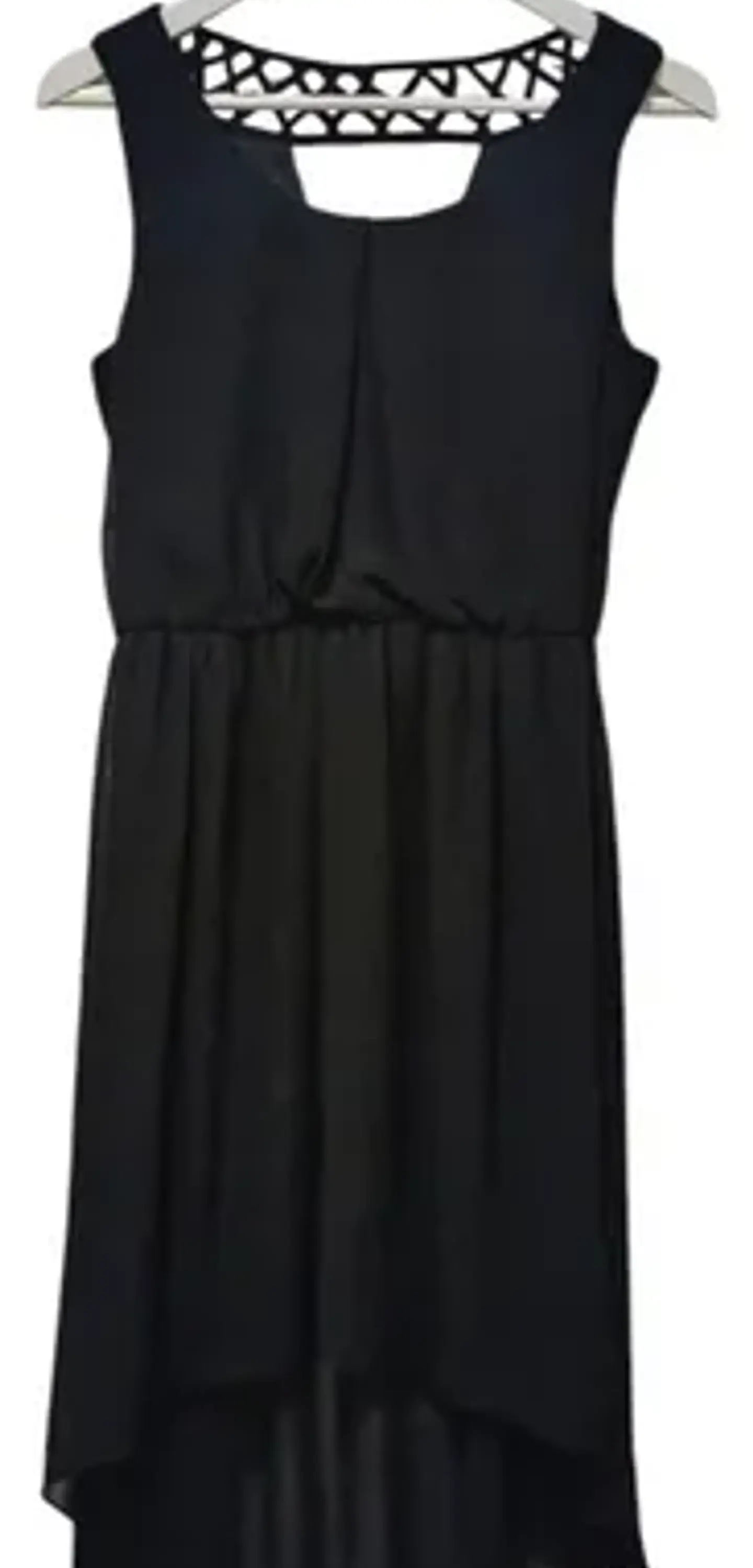 Vestido Negro Formal De Gasa Chiffon Asimétrico - Talla M 4