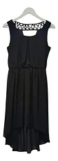 Vestido Negro Formal De Gasa Chiffon Asimétrico - Talla M - Miniatura 4